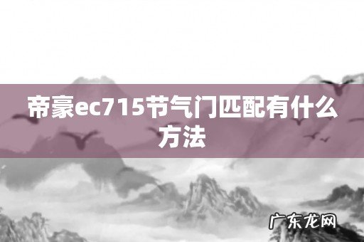 帝豪ec715节气门匹配有什么方法