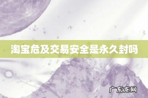 淘宝危及交易安全是永久封吗