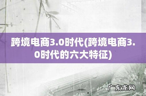 跨境电商3.0时代的六大特征 跨境电商3.0时代