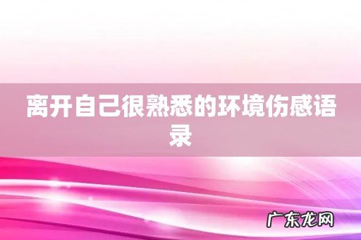 离开自己很熟悉的环境伤感语录