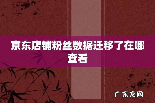 京东店铺粉丝数据迁移了在哪查看