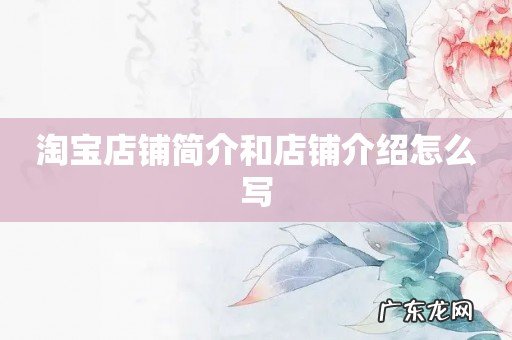 淘宝店铺简介和店铺介绍怎么写