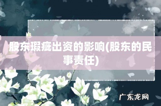 股东的民事责任 股东瑕疵出资的影响