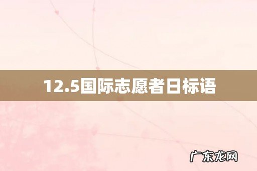 12.5国际志愿者日标语