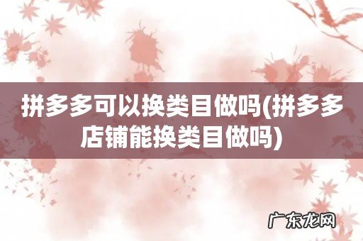 拼多多店铺能换类目做吗 拼多多可以换类目做吗