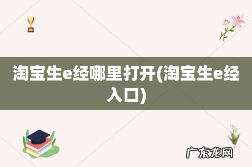 淘宝生e经入口 淘宝生e经哪里打开