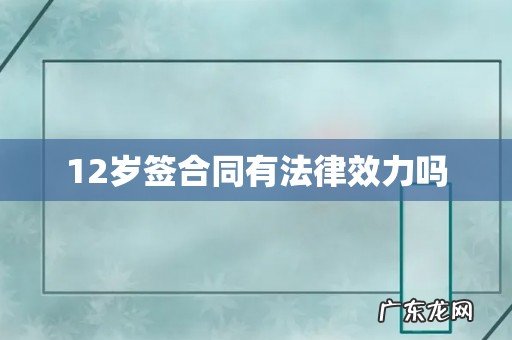 12岁签合同有法律效力吗
