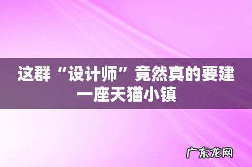 这群“设计师”竟然真的要建一座天猫小镇