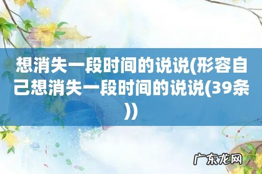 形容自己想消失一段时间的说说(39条 想消失一段时间的说说)
