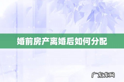 婚前房产离婚后如何分配