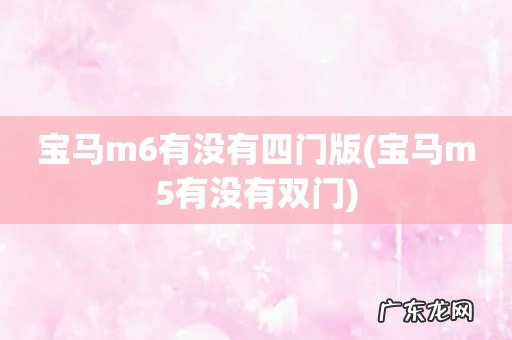 宝马m5有没有双门 宝马m6有没有四门版