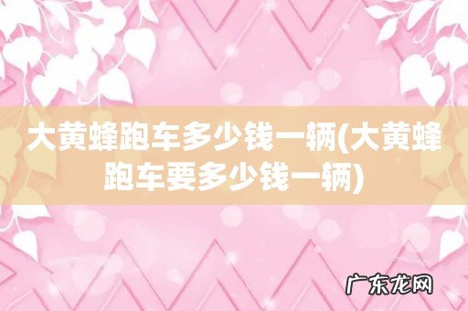 大黄蜂跑车要多少钱一辆 大黄蜂跑车多少钱一辆