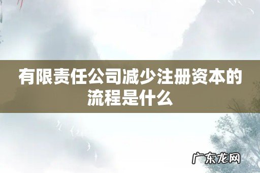 有限责任公司减少注册资本的流程是什么