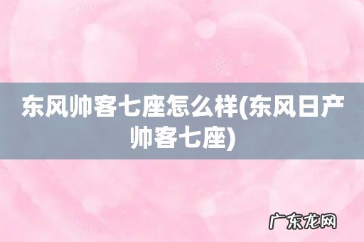 东风日产帅客七座 东风帅客七座怎么样