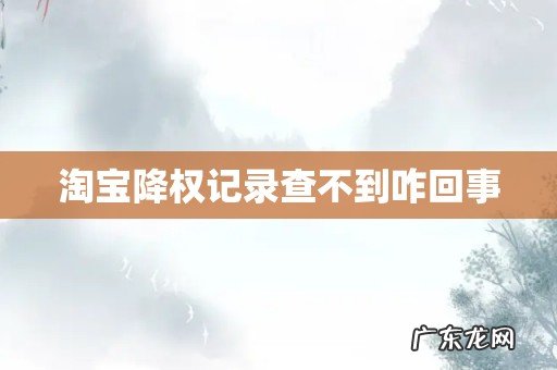 淘宝降权记录查不到咋回事