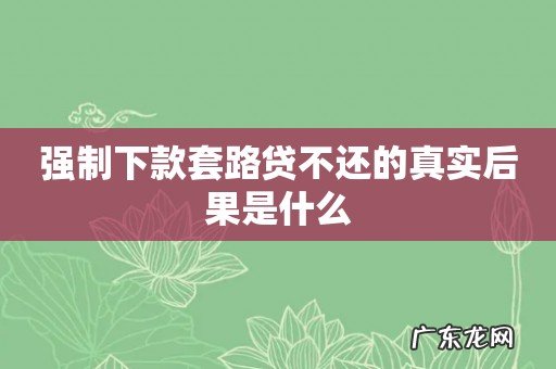强制下款套路贷不还的真实后果是什么