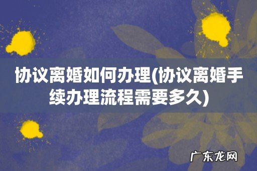 协议离婚手续办理流程需要多久 协议离婚如何办理