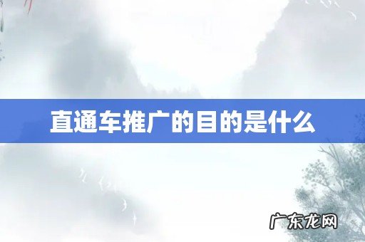 直通车推广的目的是什么