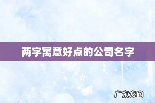 两字寓意好点的公司名字
