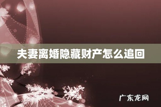 夫妻离婚隐藏财产怎么追回