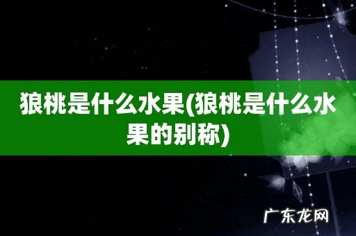 狼桃是什么水果的别称 狼桃是什么水果