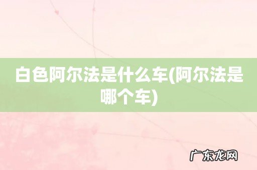 阿尔法是哪个车 白色阿尔法是什么车