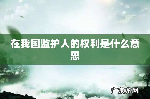 在我国监护人的权利是什么意思