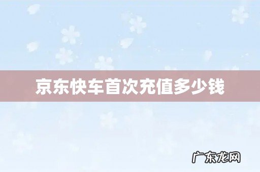 京东快车首次充值多少钱