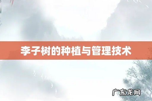 李子树的种植与管理技术