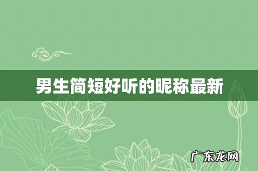 男生简短好听的昵称最新