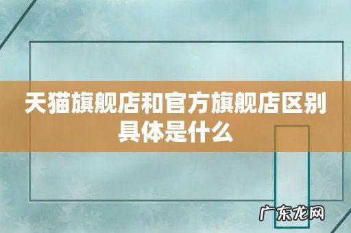 天猫旗舰店和官方旗舰店区别具体是什么