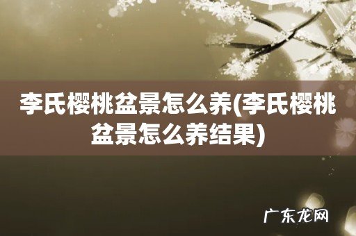 李氏樱桃盆景怎么养结果 李氏樱桃盆景怎么养
