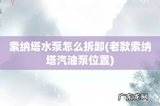 老款索纳塔汽油泵位置 索纳塔水泵怎么拆卸