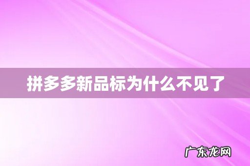 拼多多新品标为什么不见了