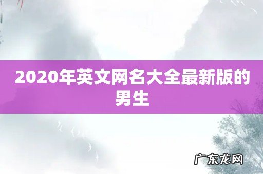 2020年英文网名大全最新版的男生