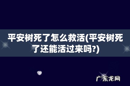 平安树死了还能活过来吗? 平安树死了怎么救活