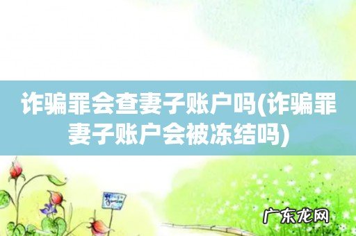 诈骗罪妻子账户会被冻结吗 诈骗罪会查妻子账户吗