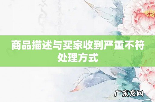 商品描述与买家收到严重不符处理方式