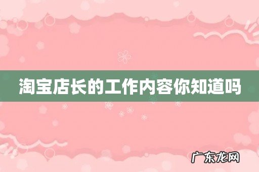 淘宝店长的工作内容你知道吗