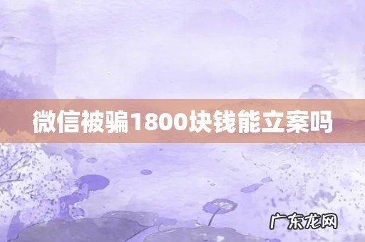 微信被骗1800块钱能立案吗