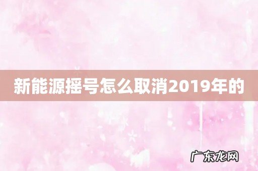 新能源摇号怎么取消2019年的