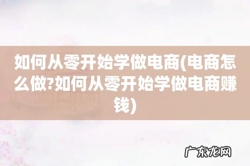 电商怎么做?如何从零开始学做电商赚钱 如何从零开始学做电商