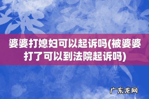 被婆婆打了可以到法院起诉吗 婆婆打媳妇可以起诉吗