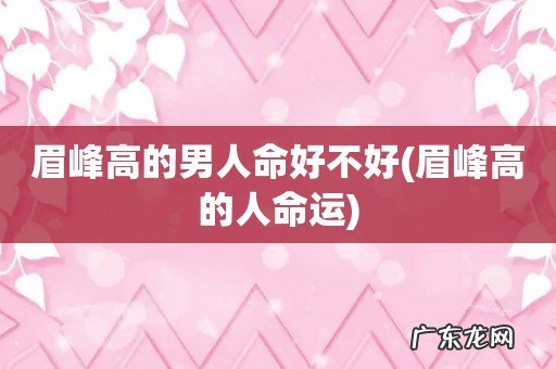 眉峰高的人命运 眉峰高的男人命好不好