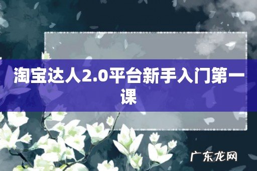 淘宝达人2.0平台新手入门第一课