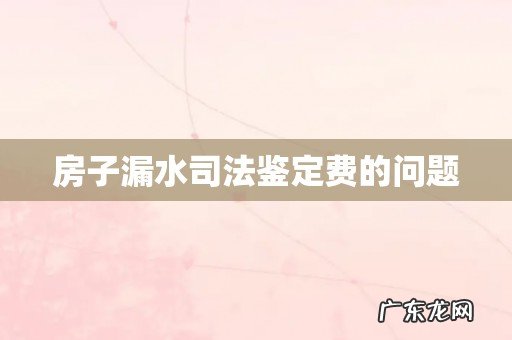 房子漏水司法鉴定费的问题