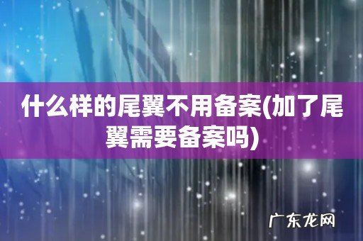 加了尾翼需要备案吗 什么样的尾翼不用备案