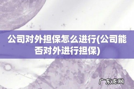公司能否对外进行担保 公司对外担保怎么进行