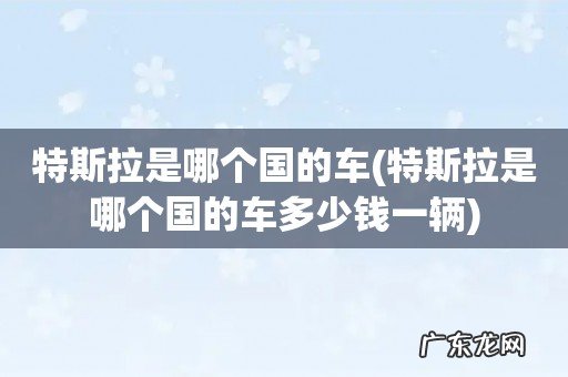 特斯拉是哪个国的车多少钱一辆 特斯拉是哪个国的车