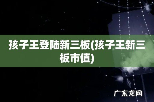 孩子王新三板市值 孩子王登陆新三板